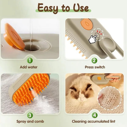 Furevercare Pet Steam Brush for Shedding with Anti-Static Technology and USB Rechargeable Capability for Dogs, Cats, and Other Pets